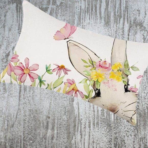 Easter Throw Pillow Covers Bunny Decorative Accent Cases Cottage Spring Decor - Picture 2 of 10